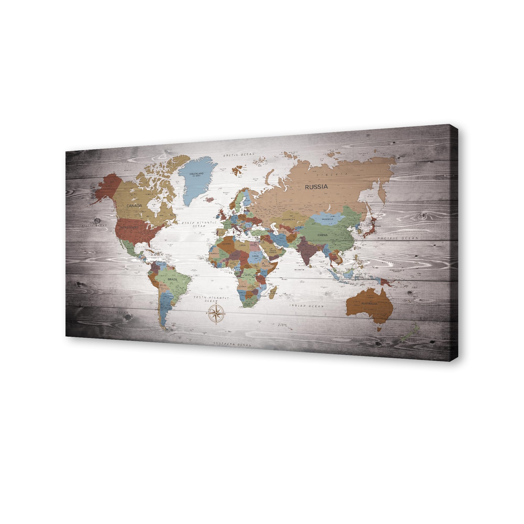 Baisuwallart Vintage World Map Rustic Wood