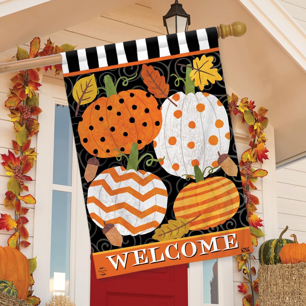 Fall Celebration Pumpkins House Flag 40" x 28" Briarwood Lane