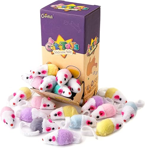 Miniatura 3 de CHIWAVA Paquete de 36 ratones interactivos pequeños de 1.8 pulgadas con sonajero de hierba gatera para gatos de interior