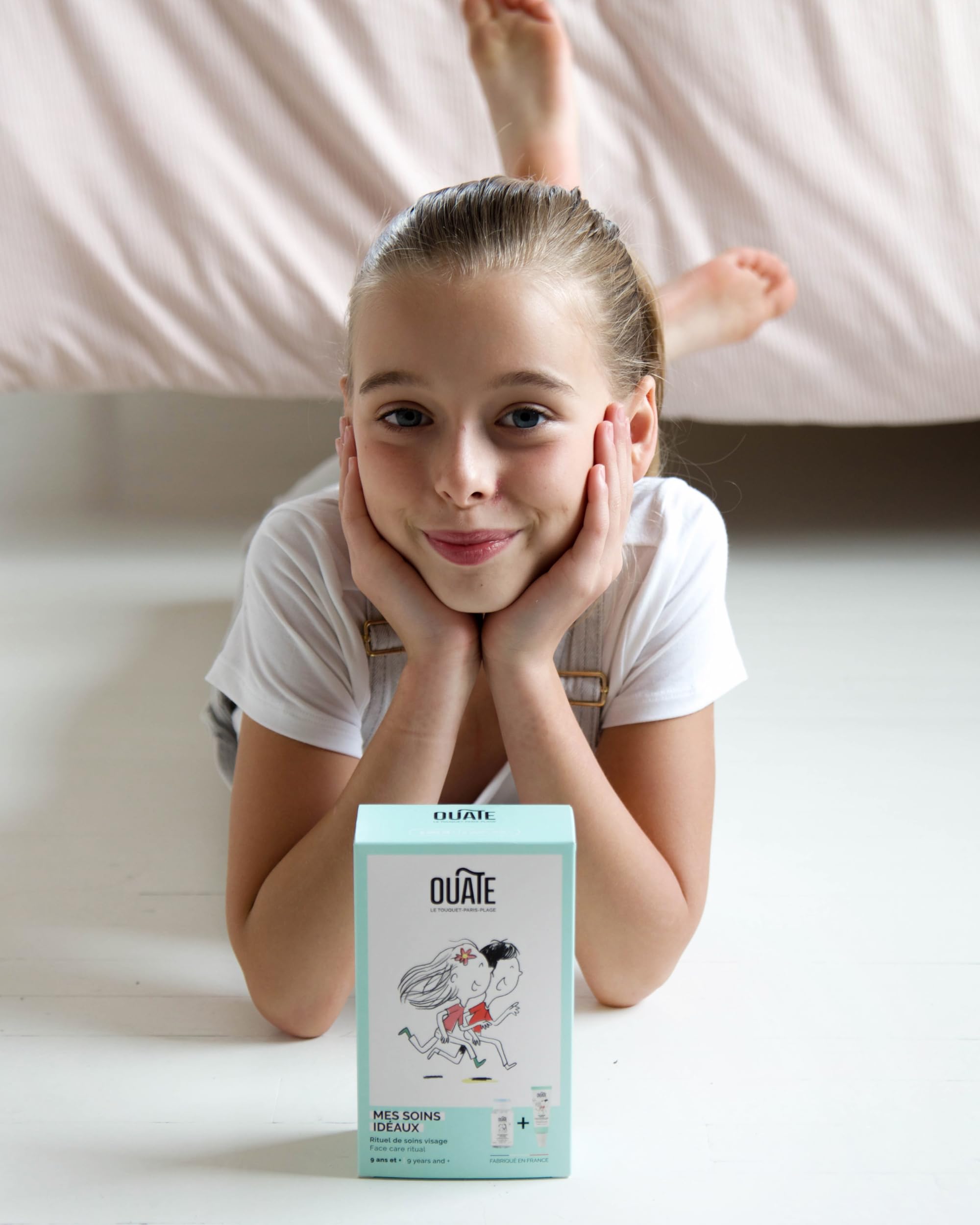 OUATE - Mes Soins Idéaux - Coffret Découverte Soin Visage OUATE - 9-11 Ans - 1 Soin Hydratant 50 ml + 1 Nettoyant Visage 150 ml - Formules Vegan - Made in France