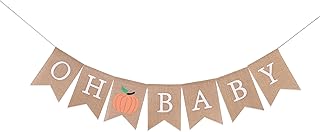 Halloween Baby Shower Banner - Halloween Shower Decorations, Baby Shower Burlap Banner, Oh Baby Burlap Banner,Pumpkin Banner, Gender Neutral baby Shower Decor (Halloween Baby Shower Banner)