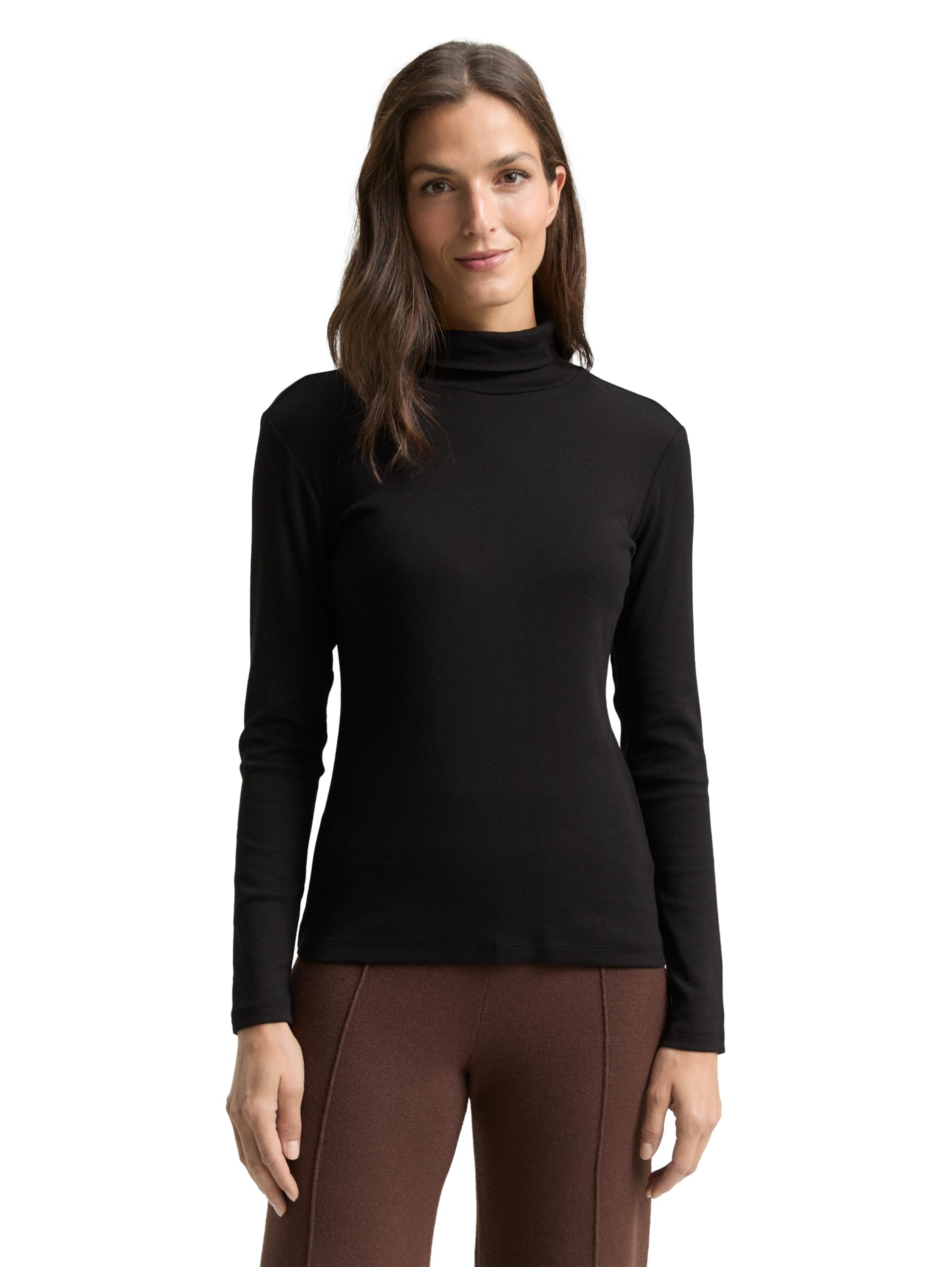 Tom Tailor Damen 1043142 Longsleeve mit Rollkragen