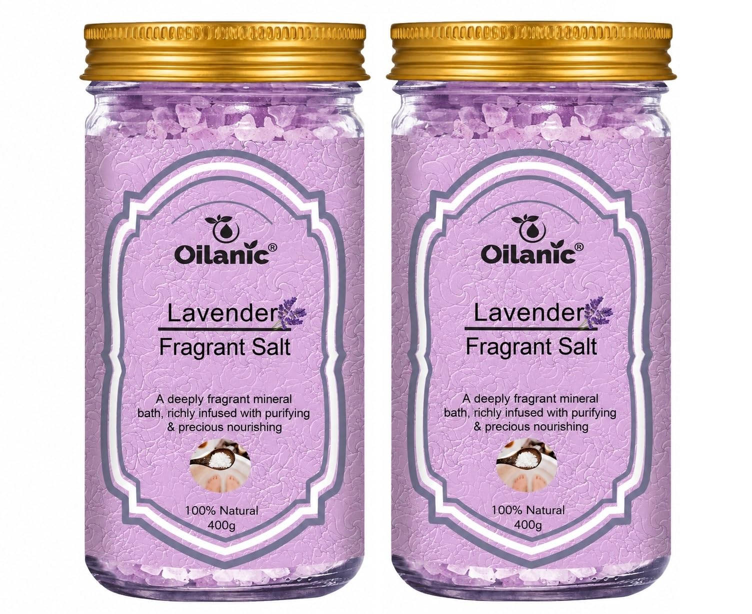 Lavender Epsom Bath Salt for Bath Soak | Scented Spa Bath Crystals | 400 grams Epson Salt for Body Wash Pack of 2-image-19