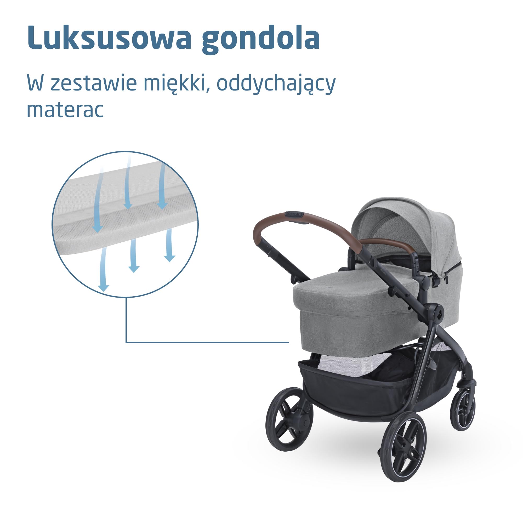Maxi-Cosi Zelia Select+, Wózek 3w1, 0–4 lat (0–22 kg), System Podróżny 3w1 Składany Jedną Ręką, Odwracalna Gondola, z Fotelikiem Samochodowym CabrioFix S z Homologacją i-Size, Szary