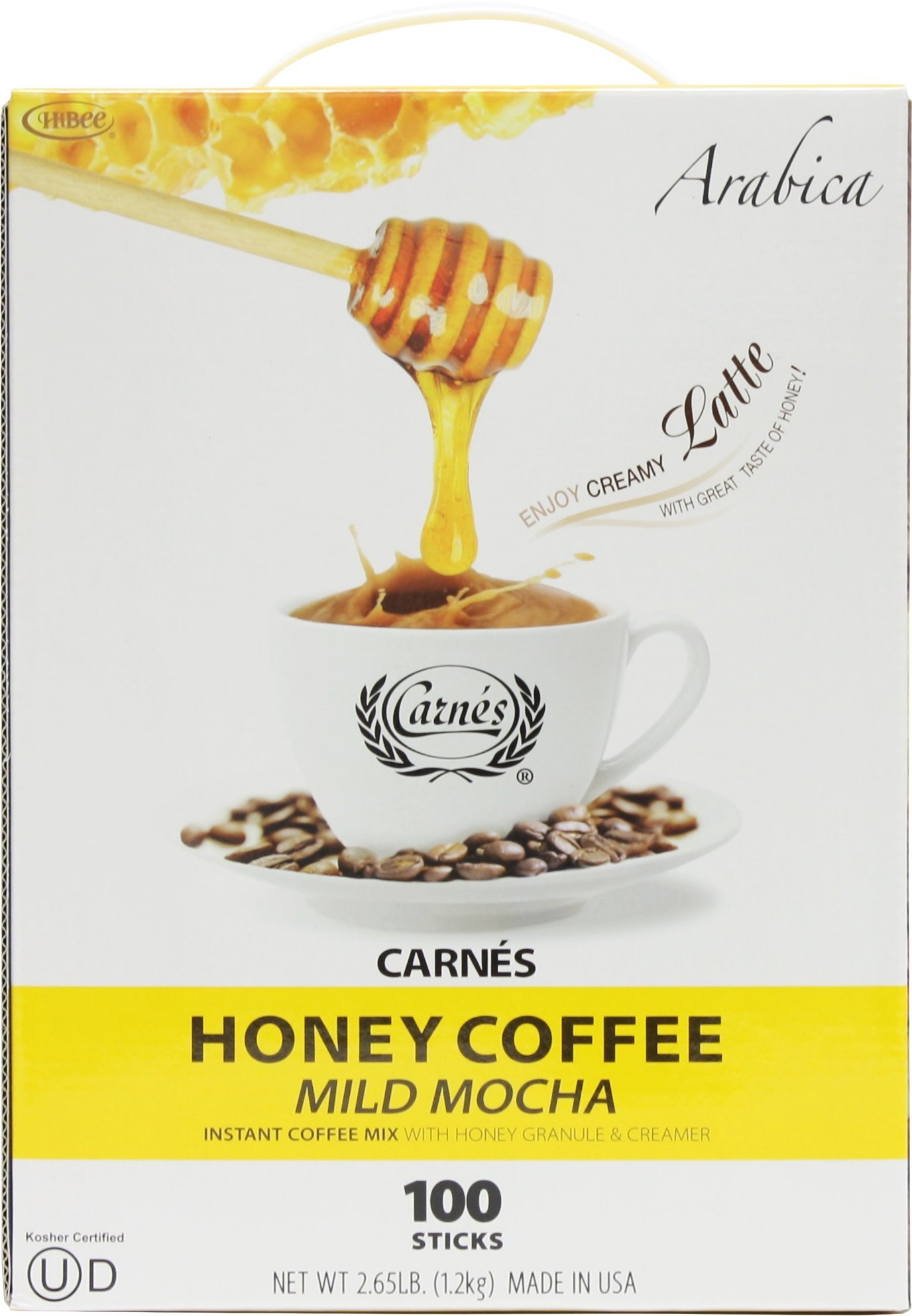 Carnes Mild Mocha with honey powder (Instant Coffee Mix) - 100 Sticks