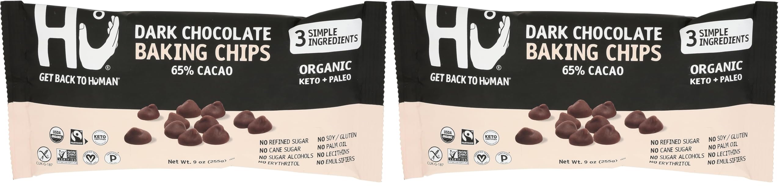 Hu Choc Dark Baking Chips 9 OZ (Pack of 2)