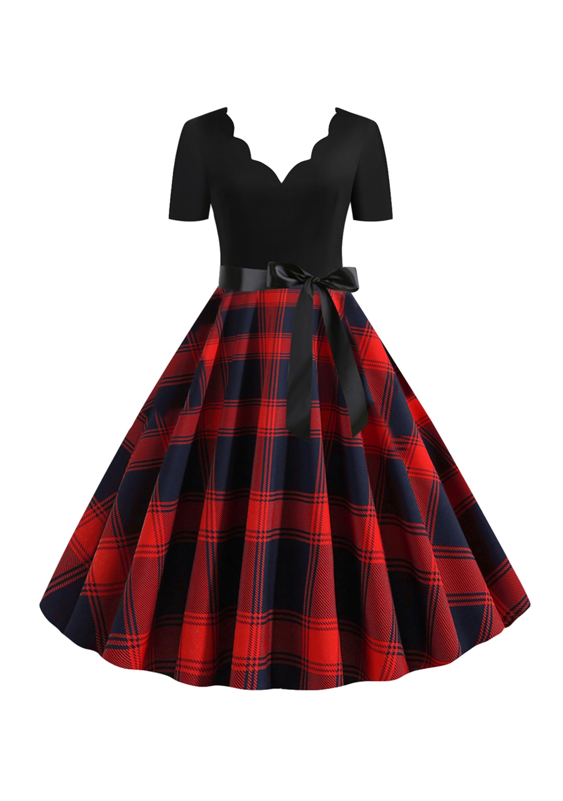 Femme Robe Vintage Rockabilly Classique Swing Robe de Hepburn Robe de Soirée Cocktail Rétro Robe