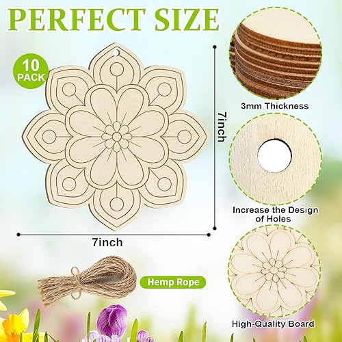 Miniatura 437 de Trébol de madera de gran tamaño de 7 pulgadas, adornos para el día de San Patricio para pintar, tréboles de madera en blanco en blanco, sin