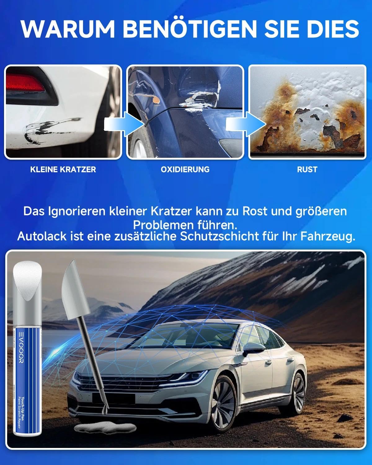 TRISTARcolor Peinture Voiture Kit Bombes De Peinture 2K Pour Audi LY5Z Nautic Metallic/Nautical Blue Metallic Peinture De Base 2 Composants Vernis