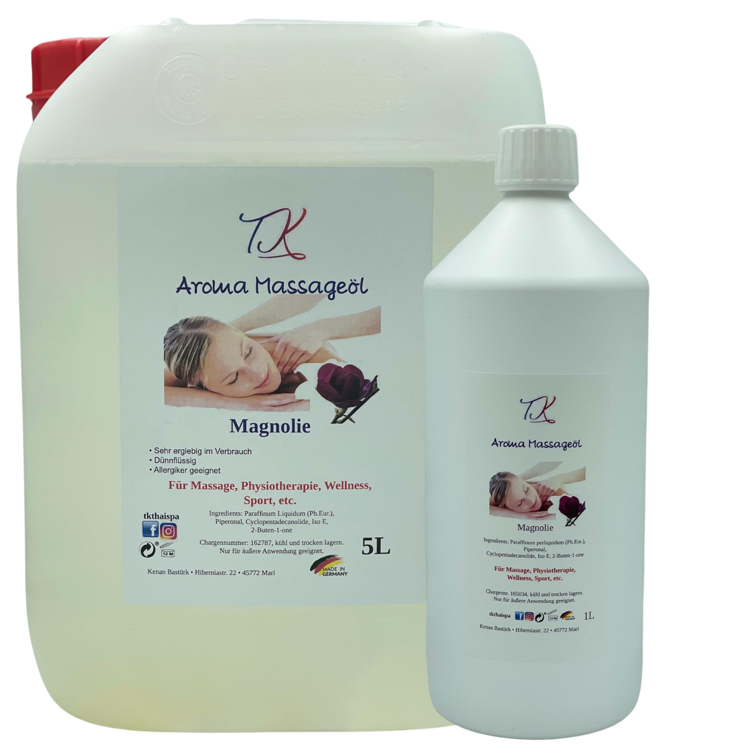 Aceite de masaje aromático con aceite esencial, para masajes, fisioterapia, bienestar, etc. (Manoglie, 1 L)
