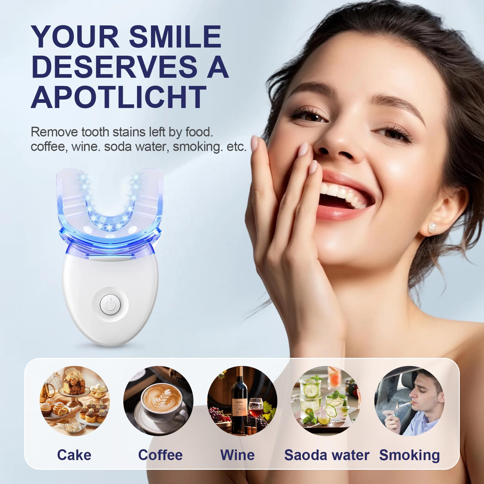 Kit Sbiancante Denti Professionale, Lampada Dentale Whitening, Gel Sbiancamento Denti, Cura dei denti, Rapido sbiancamento dei denti, Efficace Rimozione Delle Macchie