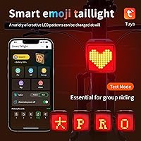 Vista 2 de TUYA - Luz trasera inteligente para bicicleta, sensor de encendido/apagado automático y freno, luz trasera de bicicleta con señal de dirección