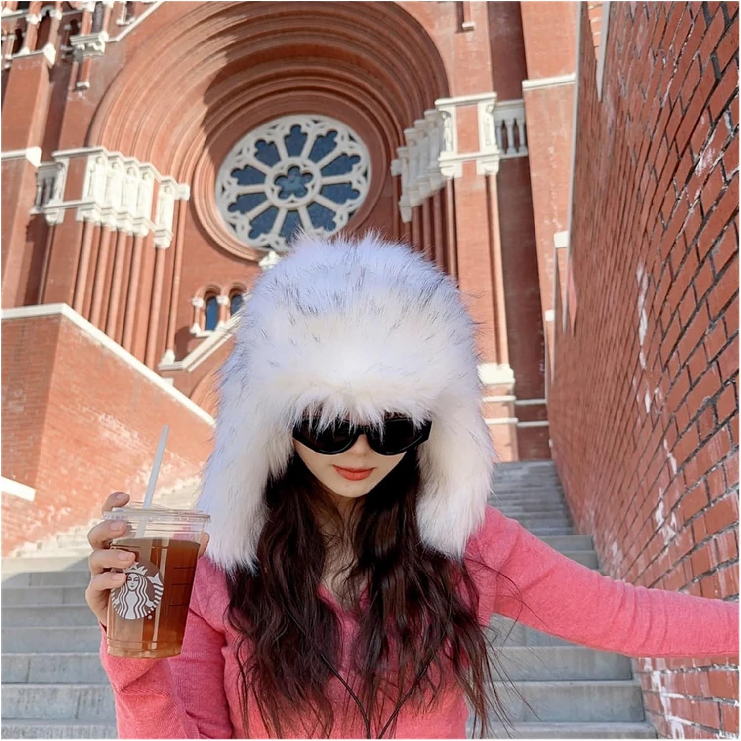 Fashion Fluffy Popular Russian Female Round Cap Hats Winter Hats Fit for Women Bomber Hat(2)