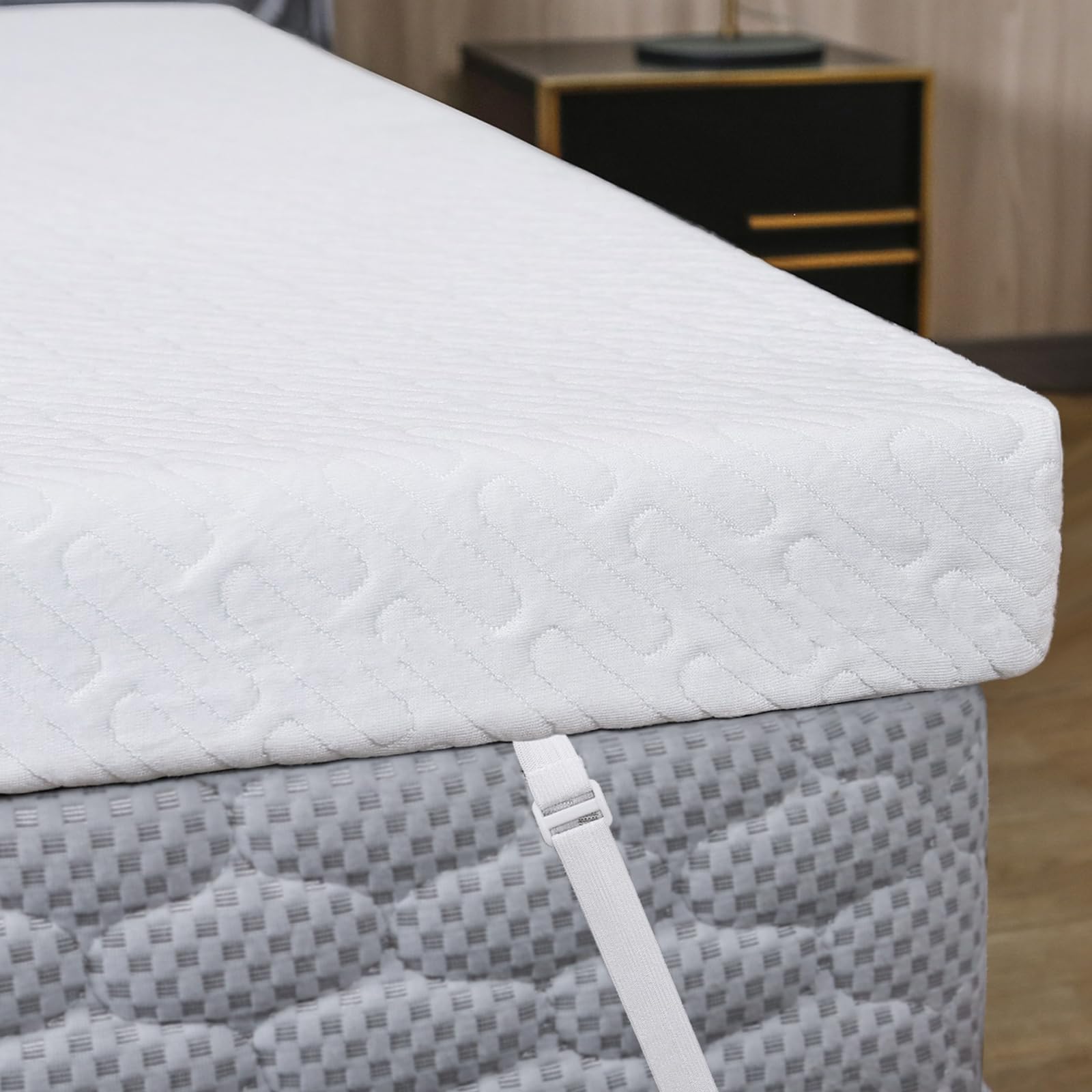 VALUXE 3 Inch Gel Memory Foam Mattress Topper King Size High Density Cooling Pad Pressure Relief Bed Topper (with Removable &amp; Bamboo Cover)