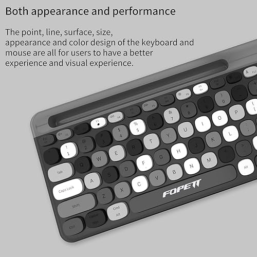 Miniatura 4 de FOPETT Combo de teclado y mouse inalámbricos, tamaño completo de 2.4 GHz, teclado de computadora con soporte para teléfono, juego de teclado y mouse