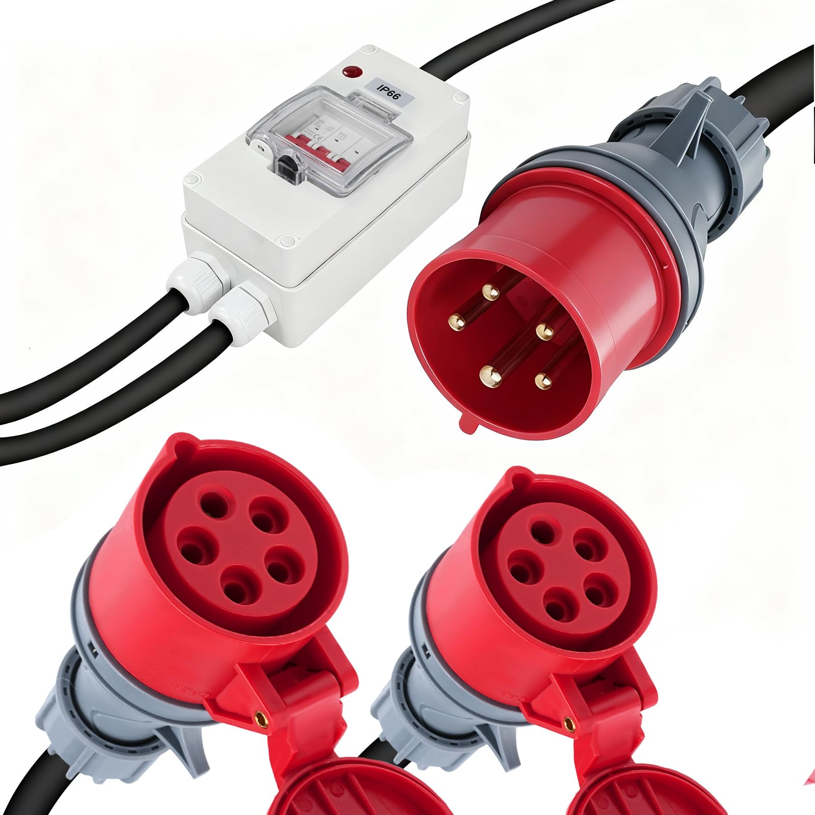 Adattatore CEE 32A Maschio a 16A con Spia Luminosa 5P Adattatore CEE da 32A a 16A Adattatore uno-due IP66 H07RN-F