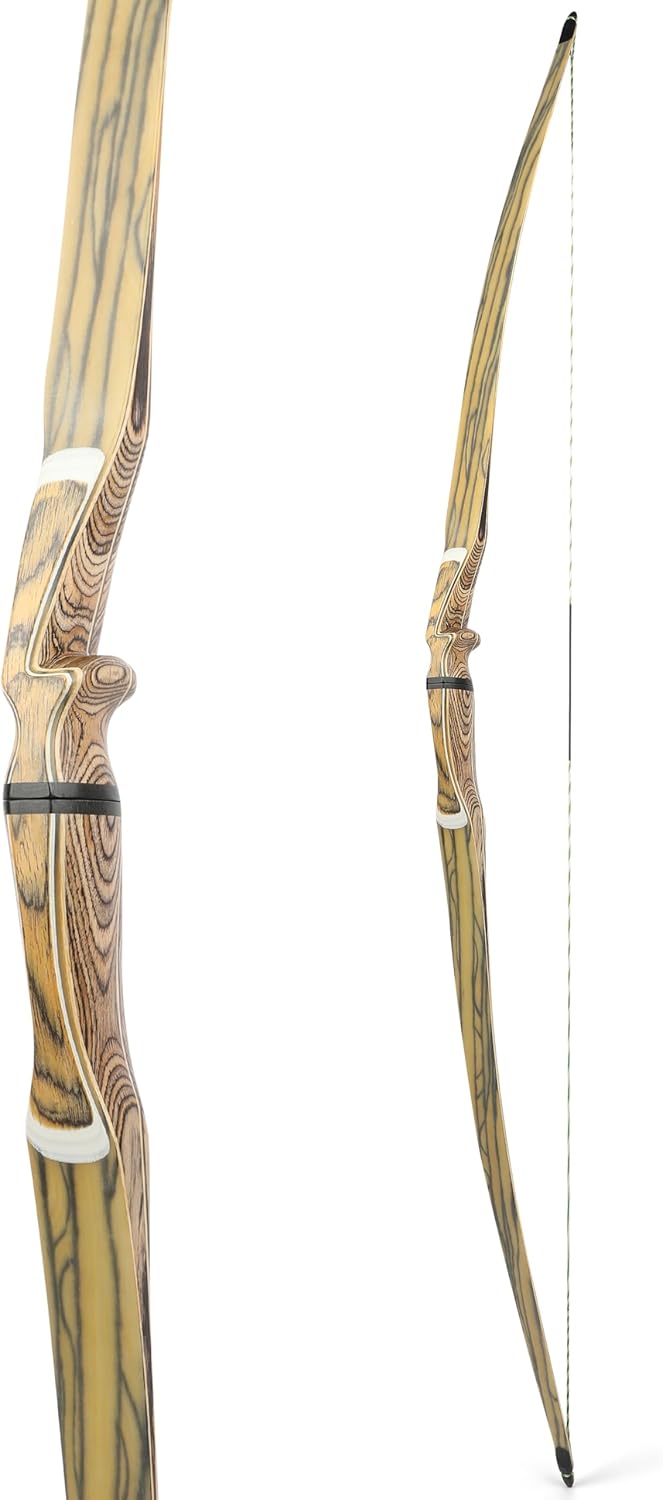 60"/62"/64" Traditional Longbow 20-50 Lbs Takedown Wood Longbow Recurve Bow for RH Archery Target Hunting
