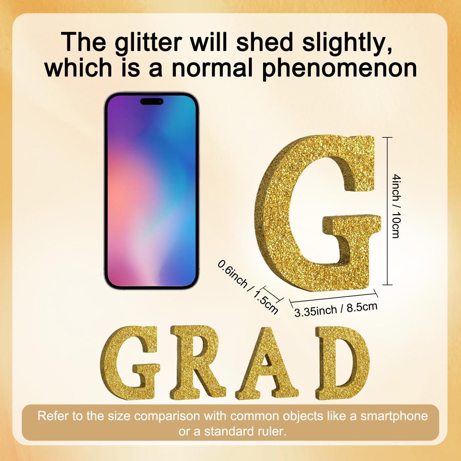 4 Inch Graduation Decorations 2026 GRAD Gold Glitter Table Centerpiece Sign GRAD Word Sign,GRAD Wooden Block for Class of 2026 Graduation Decoration Supplies