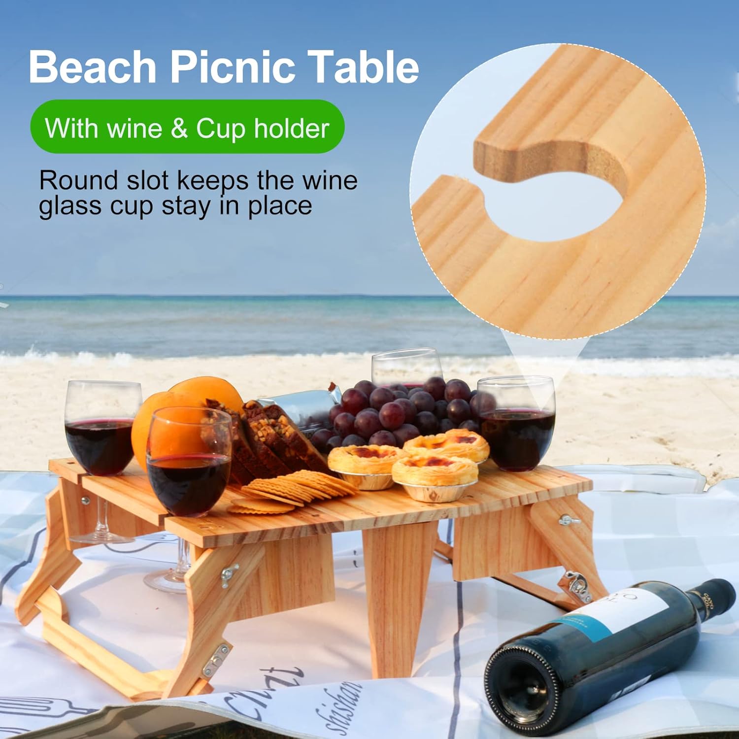 Buy Wooden Folding Picnic Table, 2in1 Picnic Table Convertible