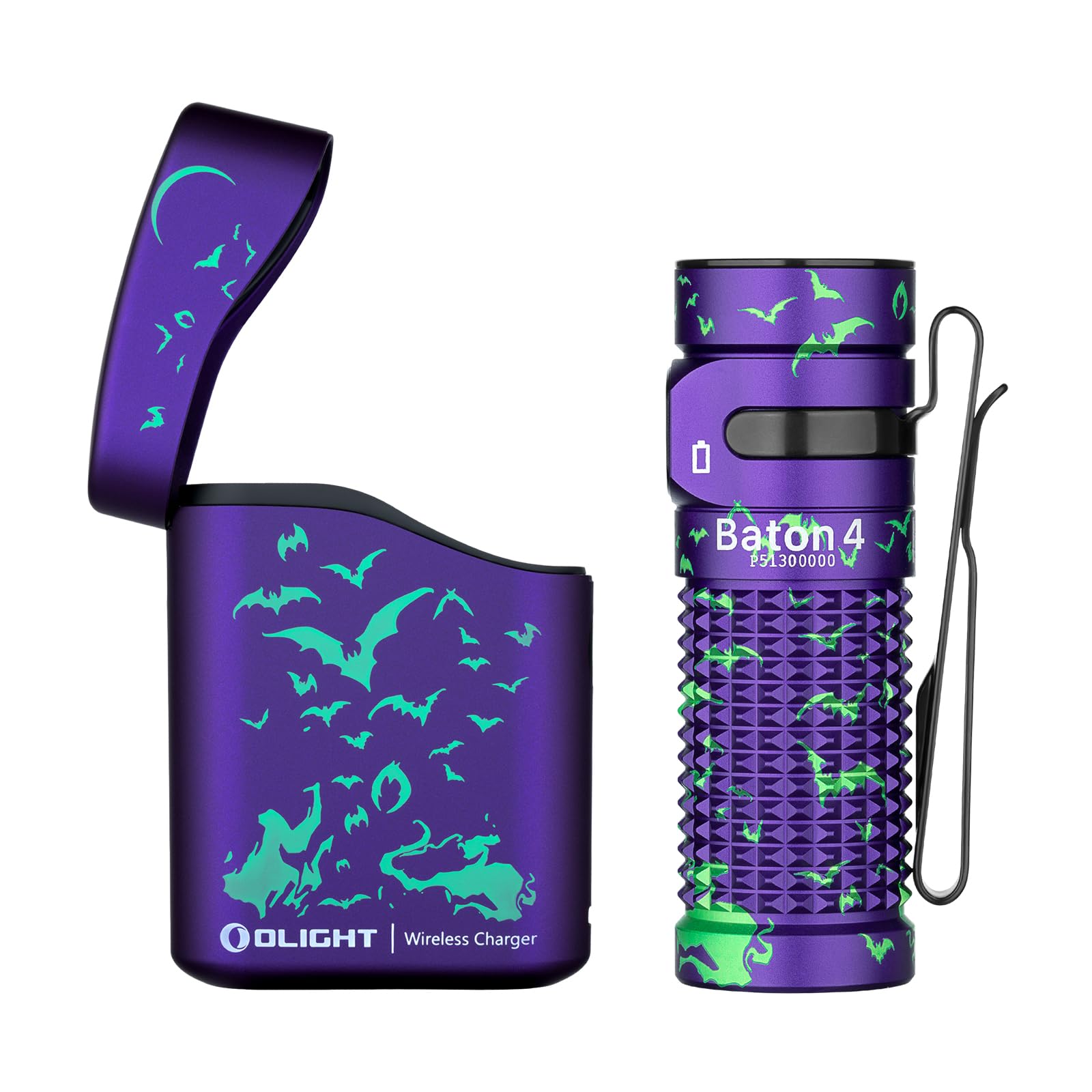 OLIGHT Baton 4 Kit Lampe Torche LED Rechargeable Alimentée avec Chargeur sans Fil Haute Puissance 1300 Lumens 170m 190 Jours D'autonomie Max Étanche IPX 8 pour Le Camping Voyage d'Urgence