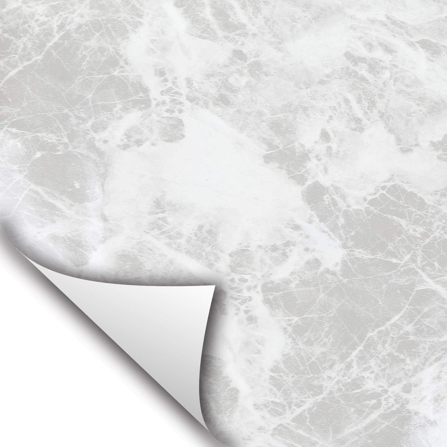 Gloss Marble Paper for Counter Top Faux Stone Ice Grey Granite Self Adhesive Wall Stickers Peel and Stick Home Kitchen Shelf Drawer Liner