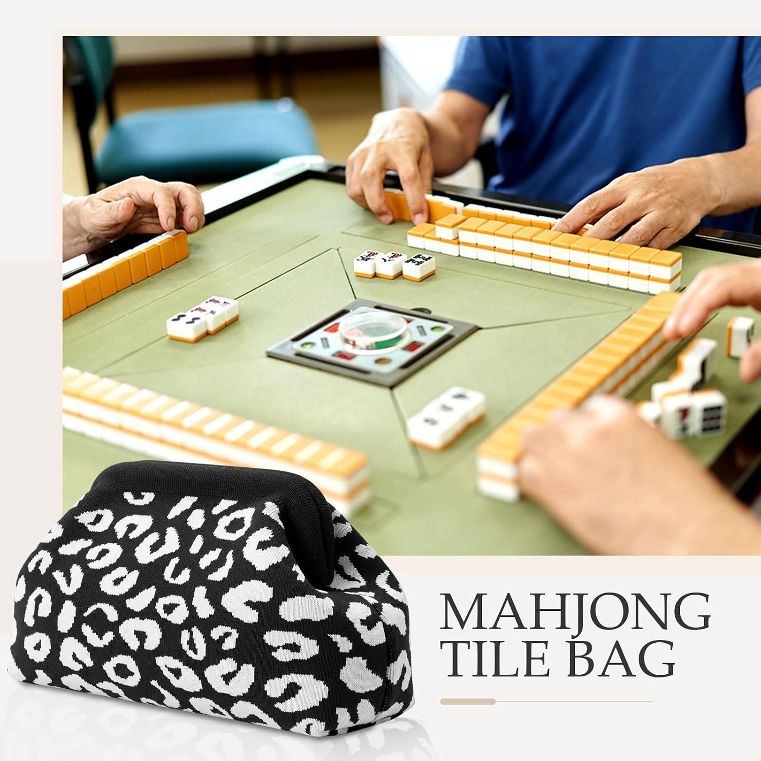 Kacctyen 4 Pcs Mahjong Tile Bags Woven Clutch for Women