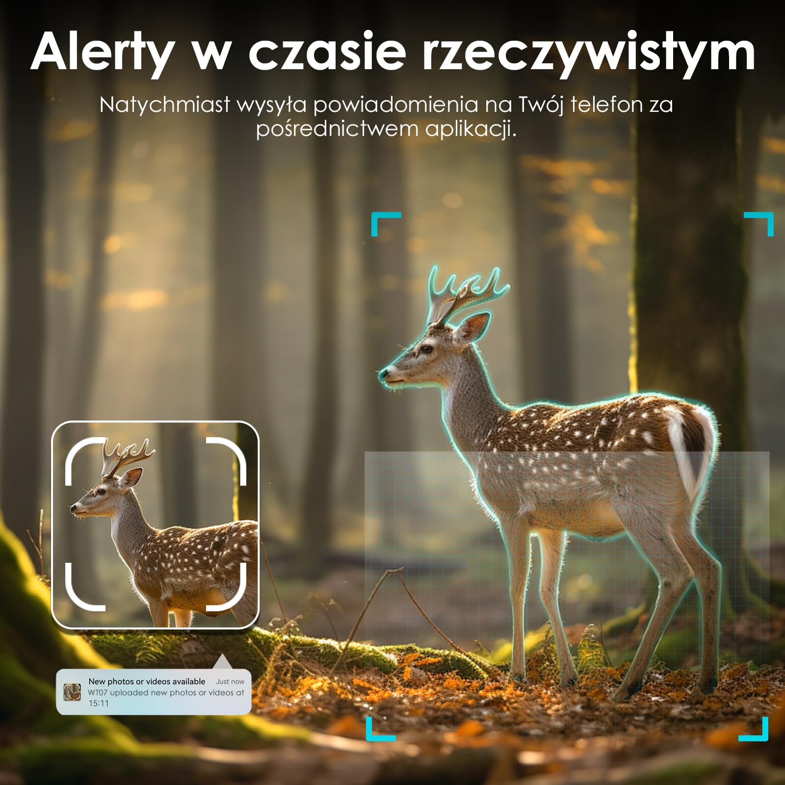 WOLFANG Komórkowa kamera przyrodnicza 4G LTE, połącz ogólnokrajową kamerę 4G LTE, 2K 48 MP z kontrolą aplikacji, super noktowizor, wyświetlacz 2'TFT, wyzwalacz 0,2 s, aktywowany ruchem, wodoodporna