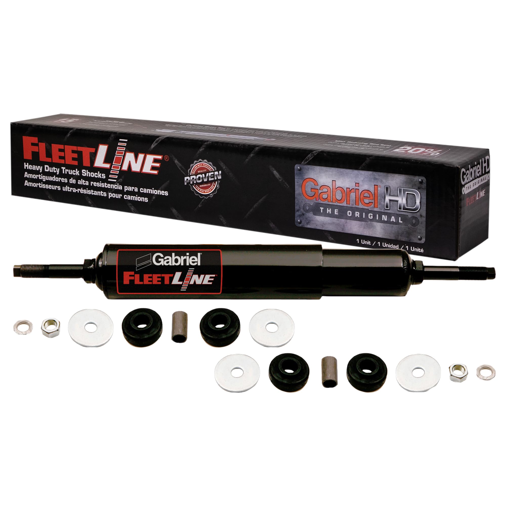 Gabriel 83136 FleetLine HD Truck Front Shock Absorbers fits Champion Bus; Chevrolet Kodiak; GMC Topkick; Isuzu; Kenworth; Peterbilt; OEM# 508-86, 508-90 22064230 22166442 8220648070 ACHB966