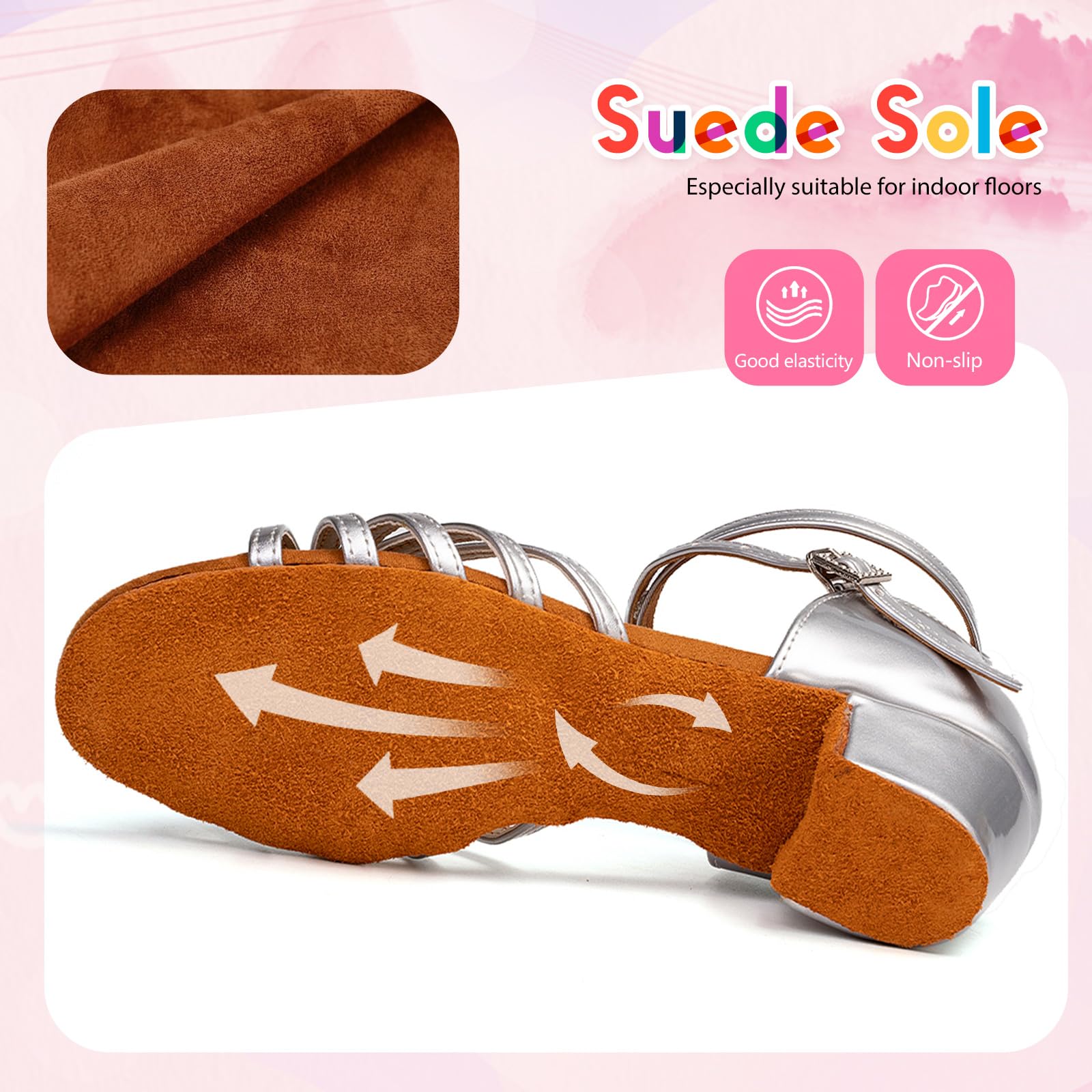 SWDZM Scarpe da Ballo Latino Americano Bambina Tacco 3 cm Standard Salsa Ballroom e Bachata Principianti Pratica da Ballo,Modello EM202GB