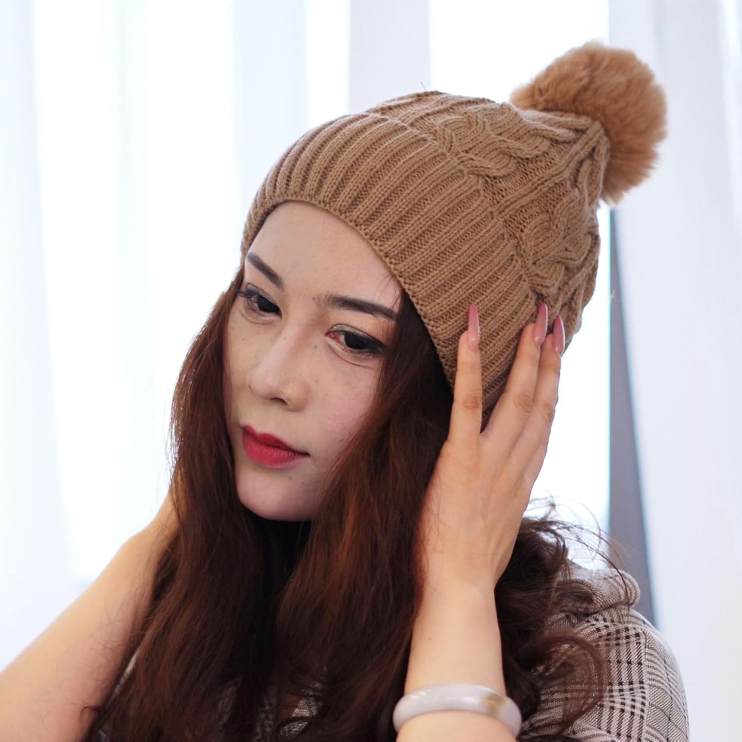 Beanie for Men Women Fleece Lined Beanie Knit Hat Winter Beanies Cuffed Snow Cap - Image 5