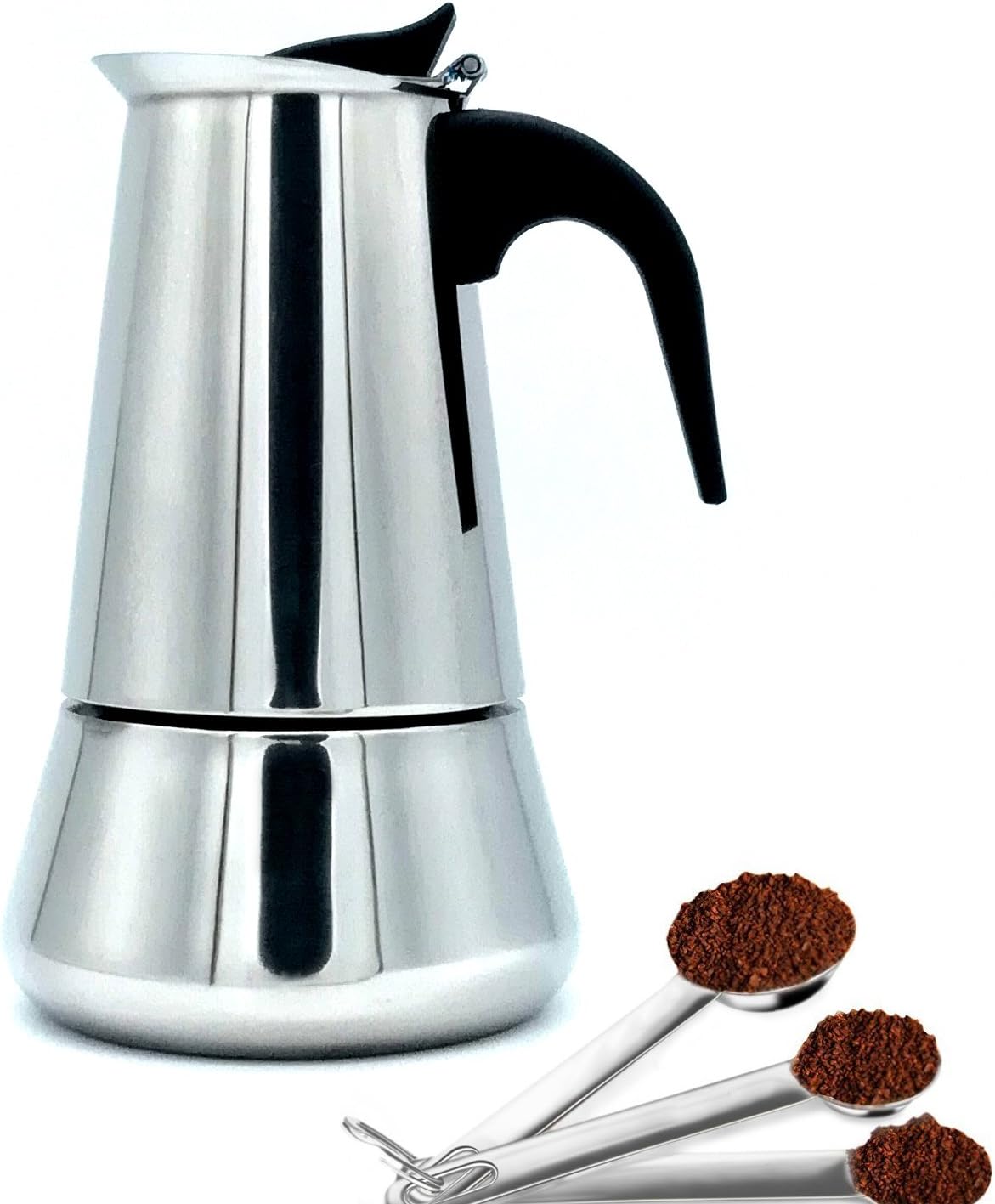 Sprise Stainless Steel Coffee Percolator 6-Cup Stovetop Espresso Maker, Stainless Steel Moka Pot Coffee Maker Latte Percolator,10 oz