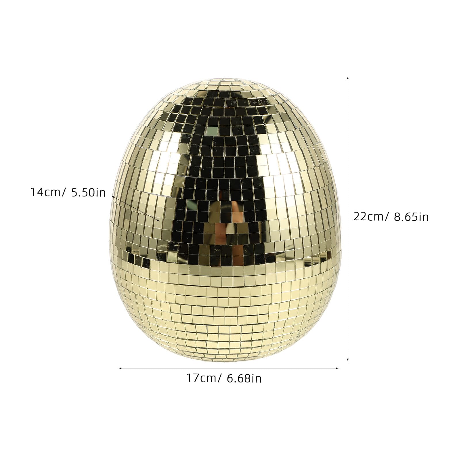 Toyvian Œuf Disco Miroir Doré 23x18x14,5 Cm Décoration Réfléchissante de Pâques pour Jardin, Mariage et Fête Accessoire Photo Booth Suspendu pour Ambiance Festive