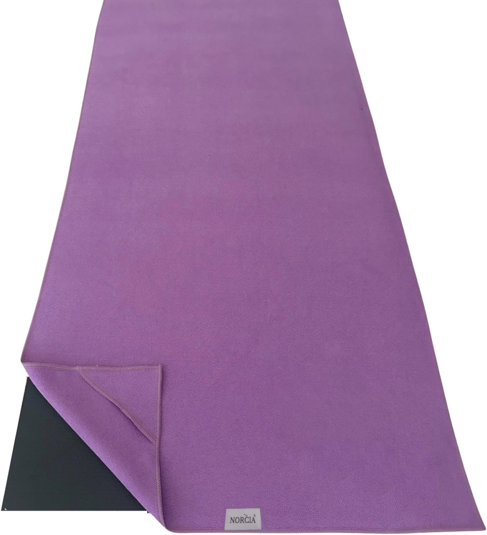 Yoga Towel, Non Slip Hot Yoga Mat Towel with Corner Pockets, Mat-Sized 24" x 72", 100% Microfiber Sweat Absorbent, Perfect for Hot Yoga, Bikram, Pilates and Yoga Mats (Purple)