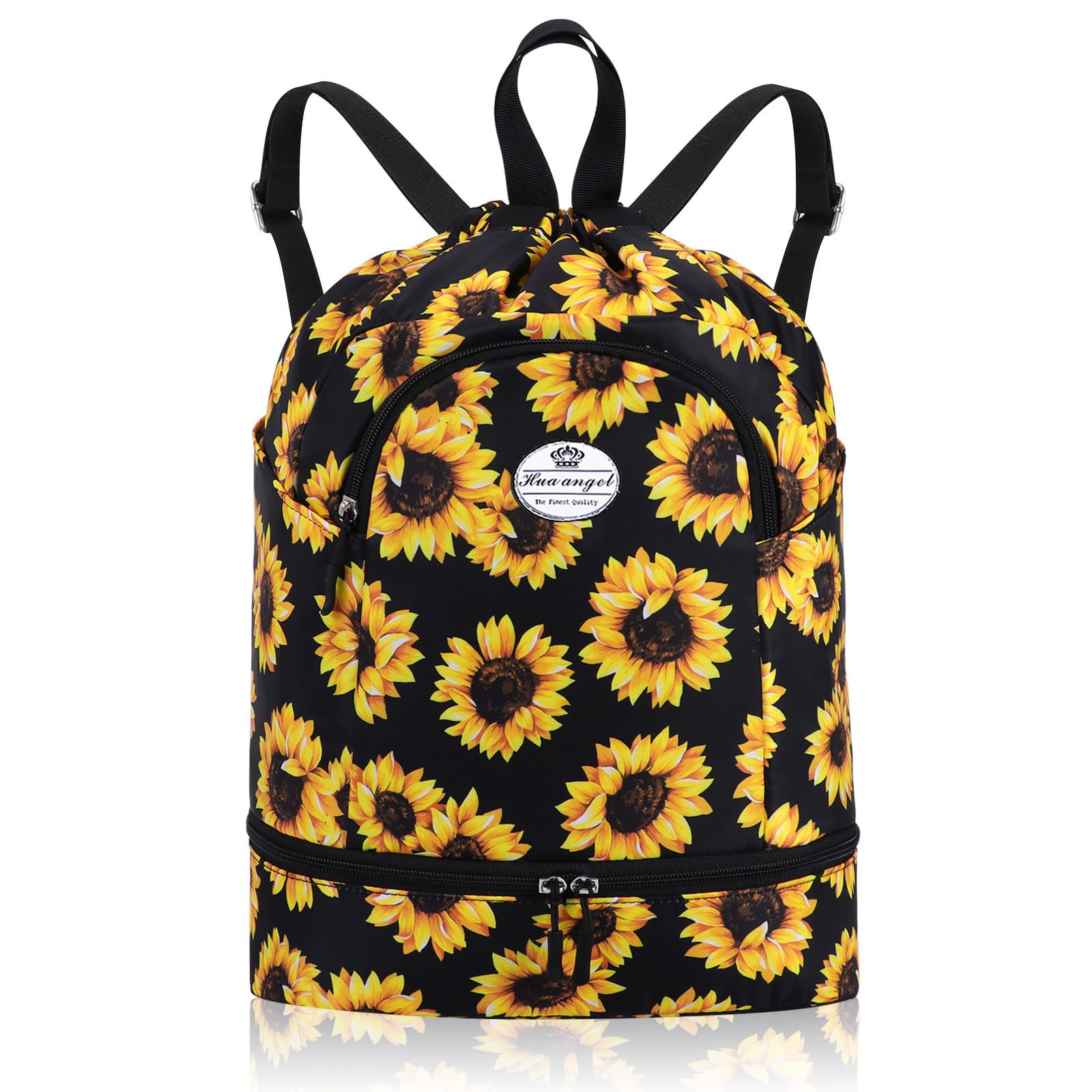 HUA ANGEL Unisex Drawstring Backpack Sports Gym Bag Drawstring Bag Weekend Daypack With Shoe Compartment for Women Men Basketball Football Outdoor Fitness Yoga Swimming Beach