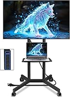 Vista 10 de Solid Grace Soporte de TV rodante con ruedas para televisores de 32 a 75 pulgadas hasta 88 libras, soporte de TV portátil con estante, carrito de TV