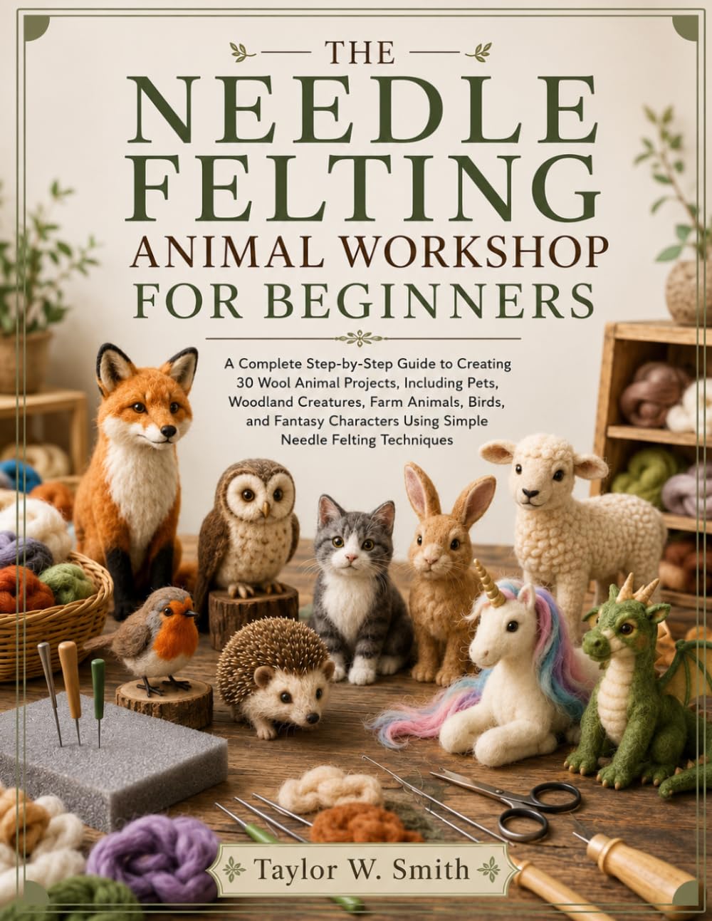THE NEEDLE FELTING ANIMAL WORKSHOP FOR BEGINNERS: A Complete Step-by-Step Guide to Creating 30 Wool Animal Projects Including Pets, Woodland ... Using Simple Needle Felting Techniques
