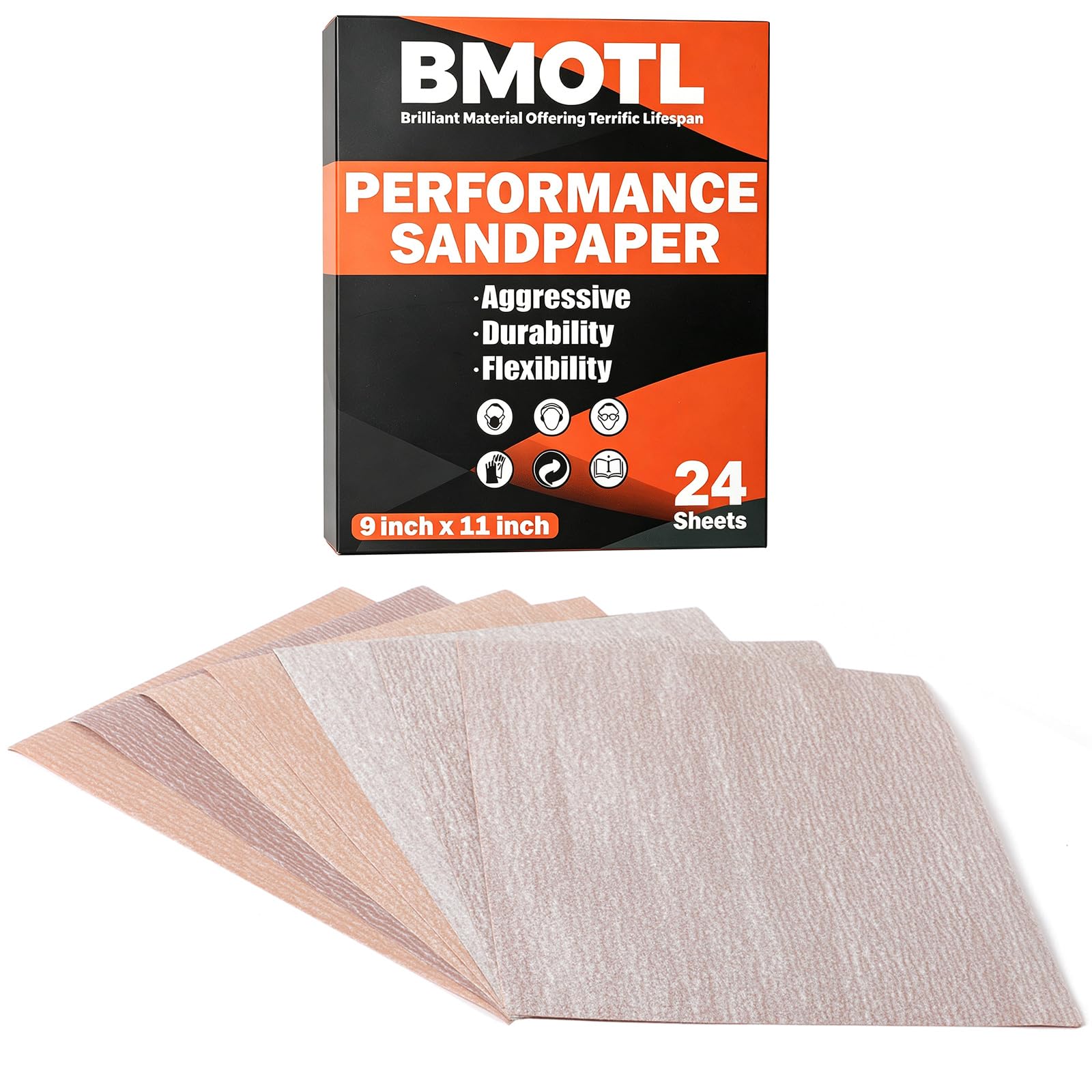 Aluminum Oxide Sandpaper Sheets - 24 Pack -11