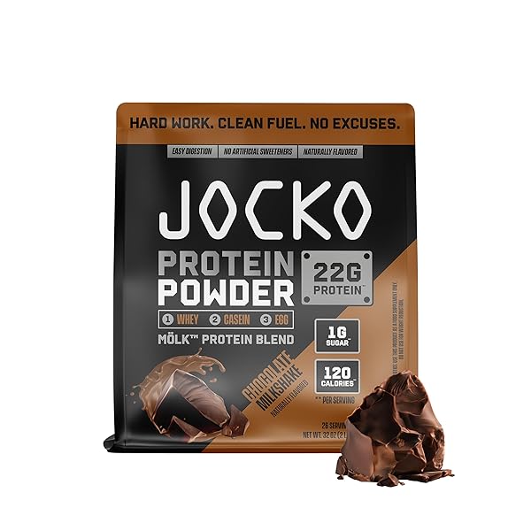 Jocko Fuel Mölk Whey Protein Powder 22g Low Sugar Monk Fruit Blend - Muscle Recovery & Growth, Packaging May Vary (31 Servings, Chocolate Peanut Butter)