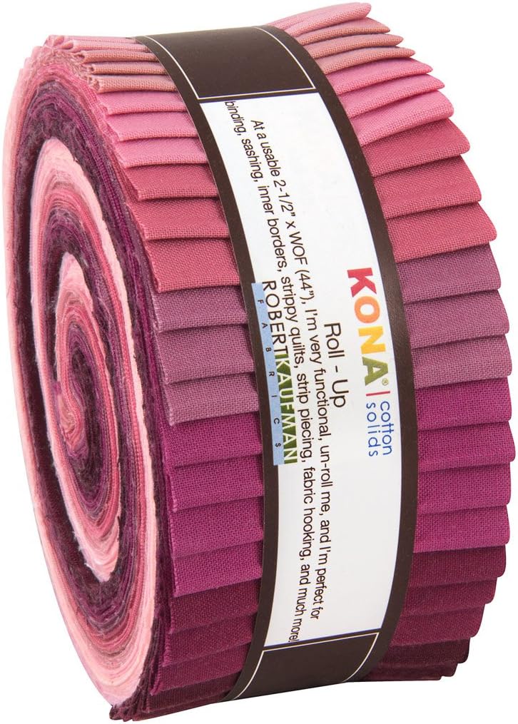 Studio RK Kona Cotton Solids Powder Room Roll Up 40 2.5-inch Strips Jelly Roll Robert Kaufman Fabrics RU-435-40