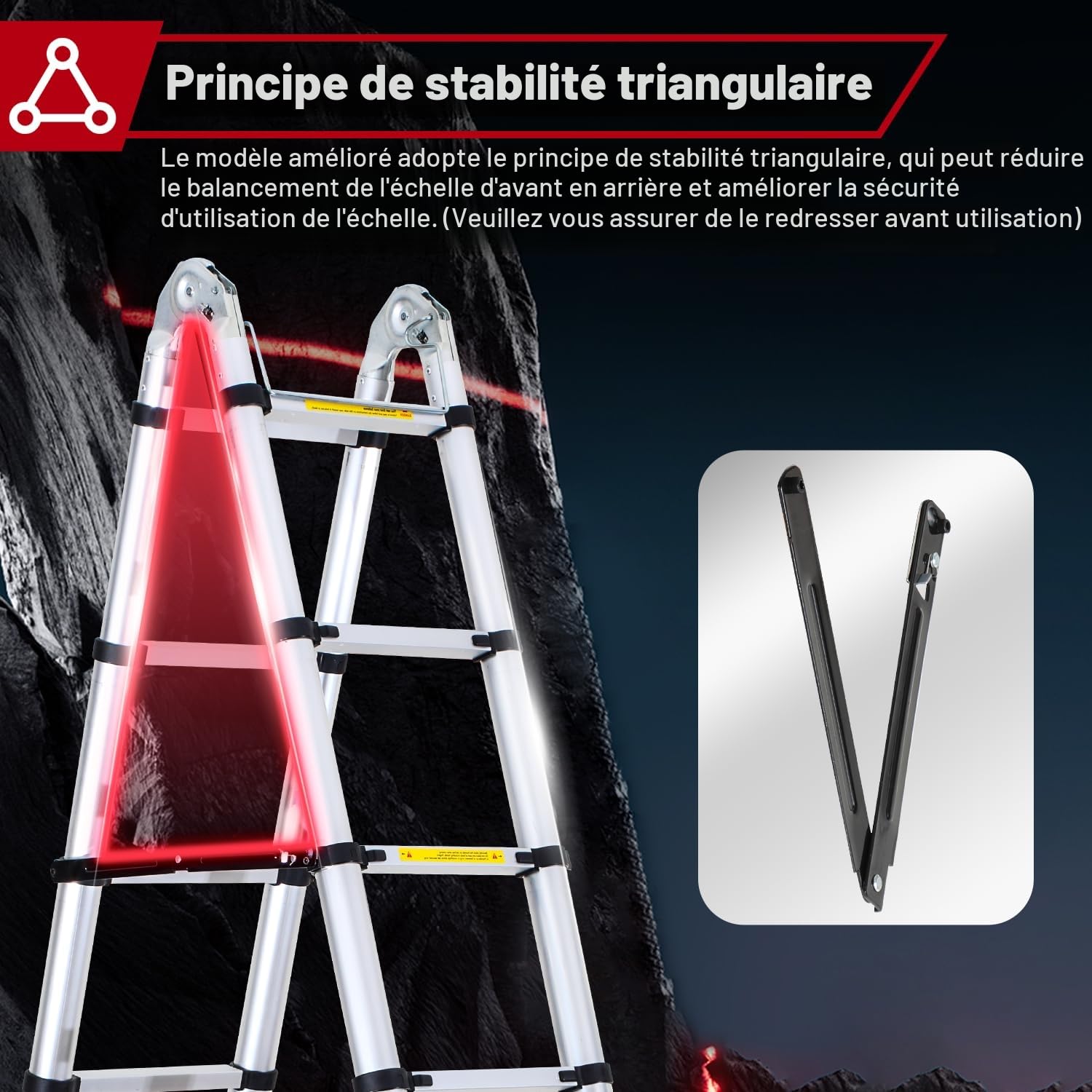 Fiqops Échelle télescopique Pliante en Aluminium - 5 m - avec Doubles roulettes Amovibles - Charge maximale 150 kg - Multifonction - Antidérapante - Argenté