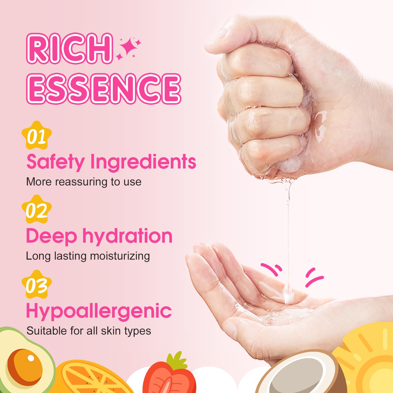 KONEUK Paquete de 14 mascarillas faciales de frutas para el cuidado de la piel de los niños, mascarilla hidratante para todo tipo de piel, máscara facial suelta de colágeno para