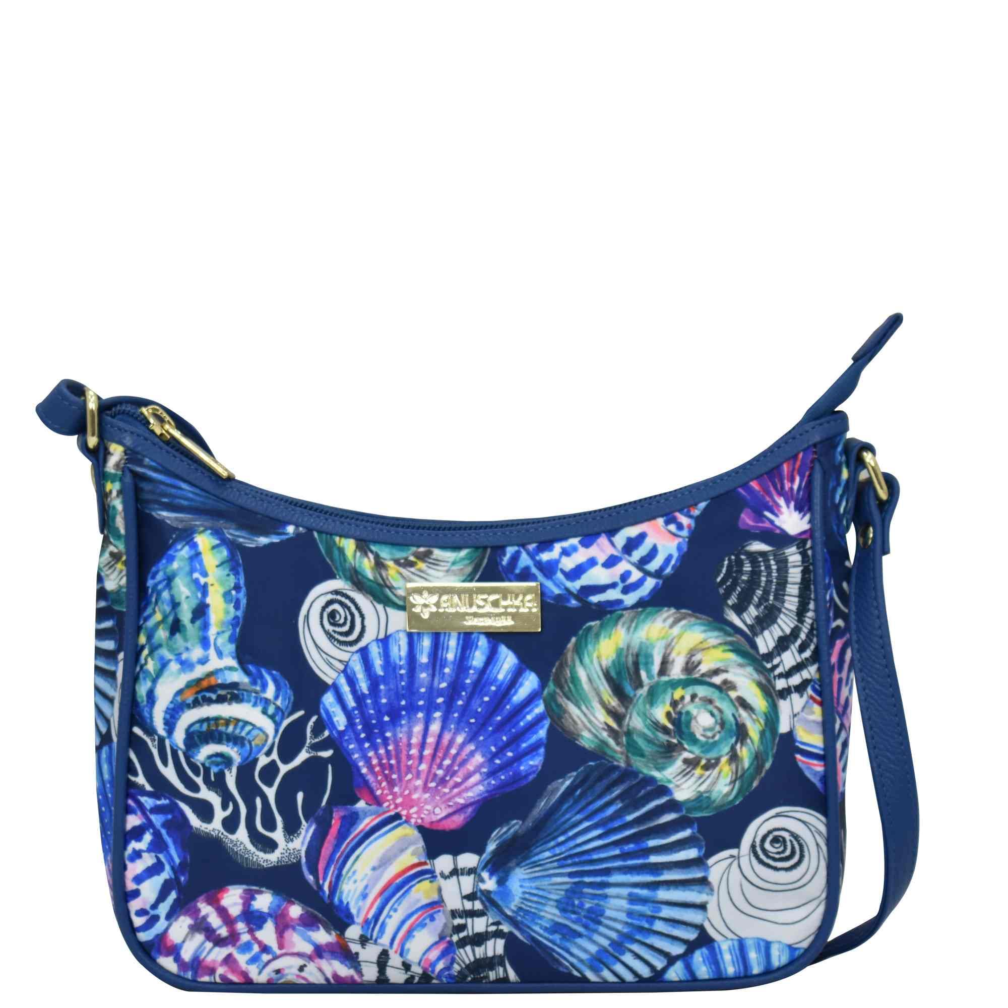 AnuschkaEast/West Hobo-Wanderlust Collection-Nylon Fabric with Leather Trim and Artwork Print