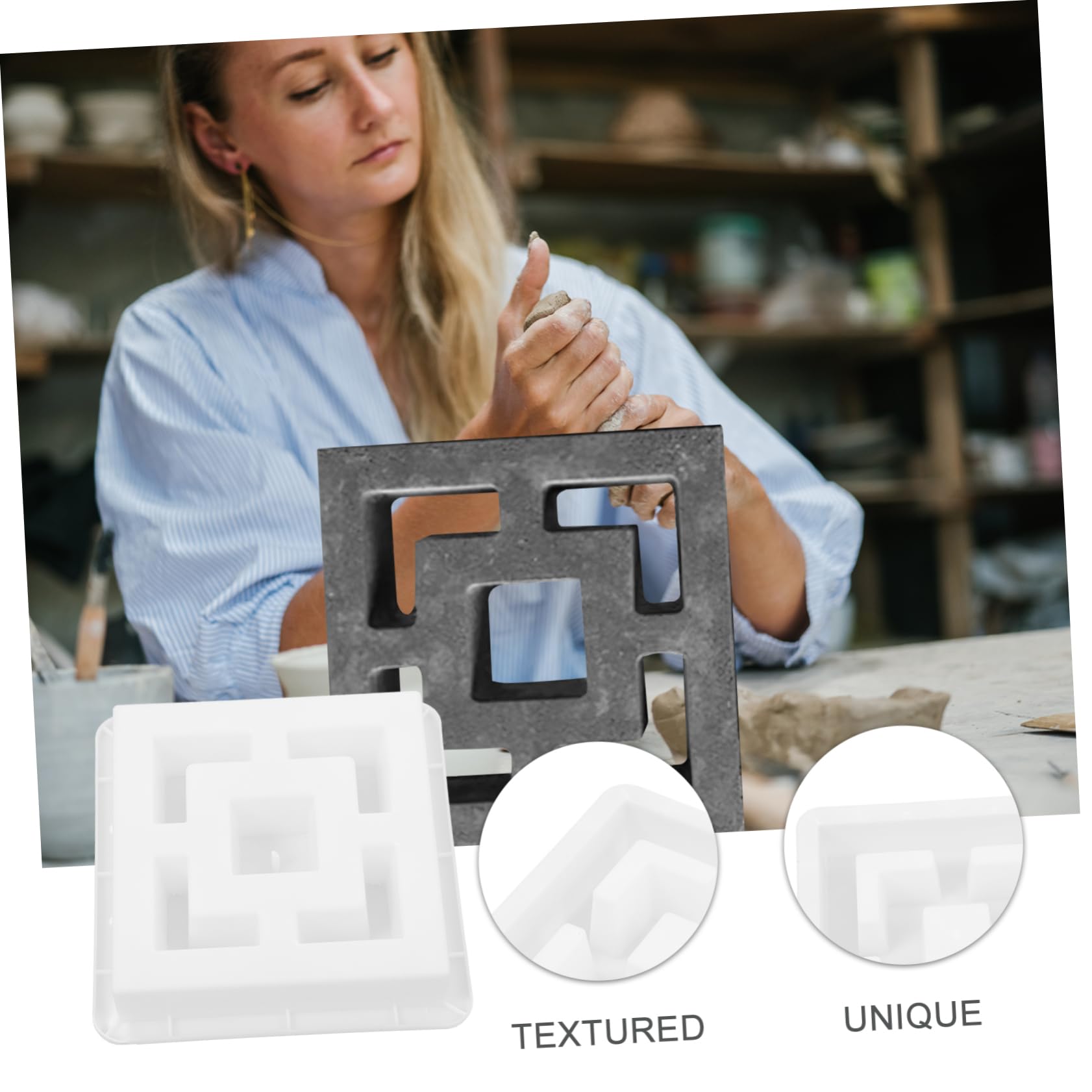 HEMOTON Moule à Ciment en Plastique Blanc pour Briques en Béton Motif à Croisillons, Facile à Utiliser et Nettoyer, pour Chemins et Décoration de Jardin