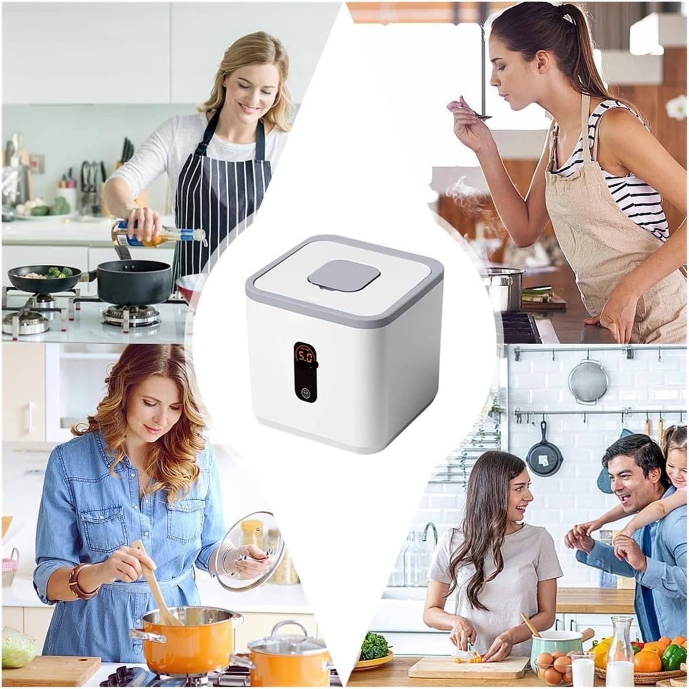 5KG Large Capacity Rice Dispenser with Measuring Cup - Grain Sealed Storage Jar for Kitchen Organization(Green)