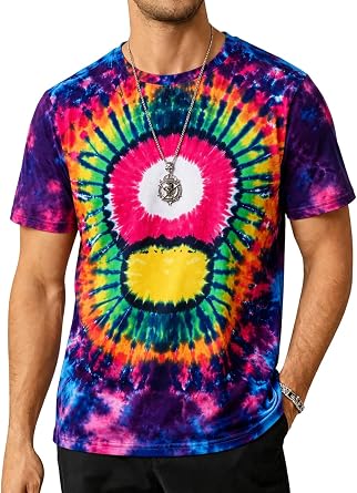Tie Dye Shirt Men Peace Sign Hippie Costume Outfit Fashion Hiphop T-Shirt | Tie-Dye Funny Graphic Tees