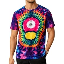 Tie Dye Shirt Men Peace Sign Hippie Costume Outfit Fashion Print Hiphop T-Shirt Tie-Dye Funny Graphic Tees