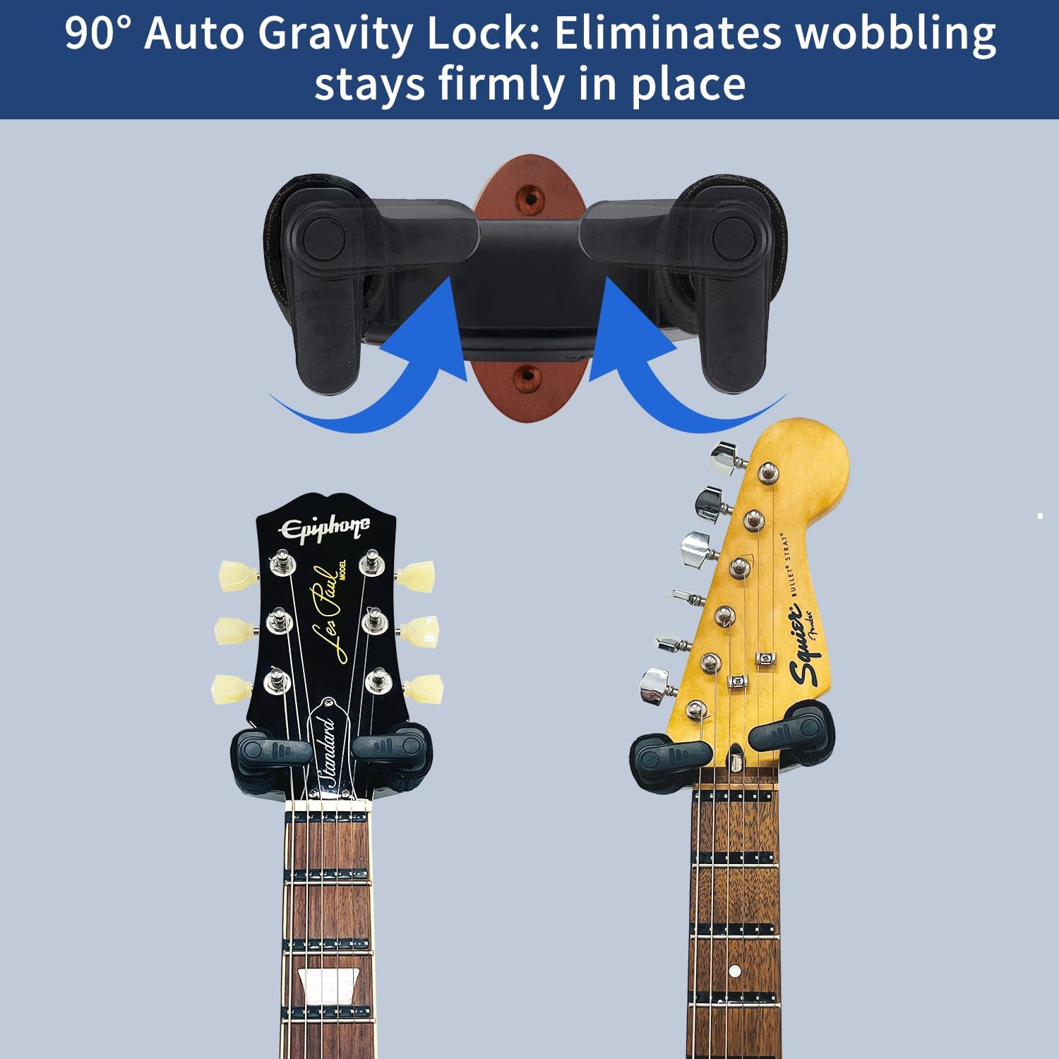 Guitar Wall Mount Solid Wood ,AutoLock+AutoFit Yoke for Acoustic/Electric