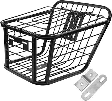 Electric Bike Front Storage Basket with Lid Iron Bike Basket for Food and Supplies Durable and Easy to Install for Commuters and Outdoor Enthusiasts