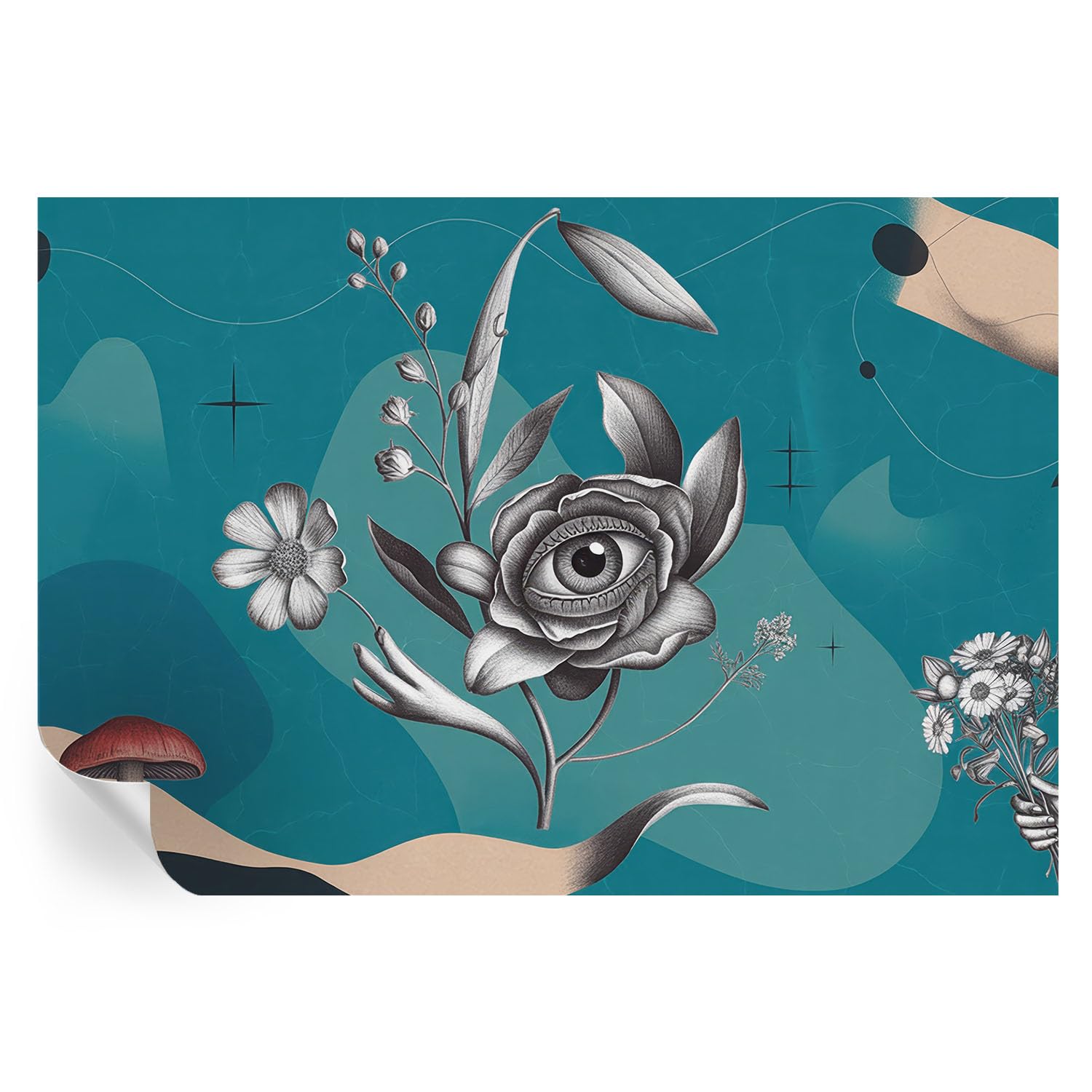 Adornos pared Ojo de flor 152x104 cm con estampados de alta resolución