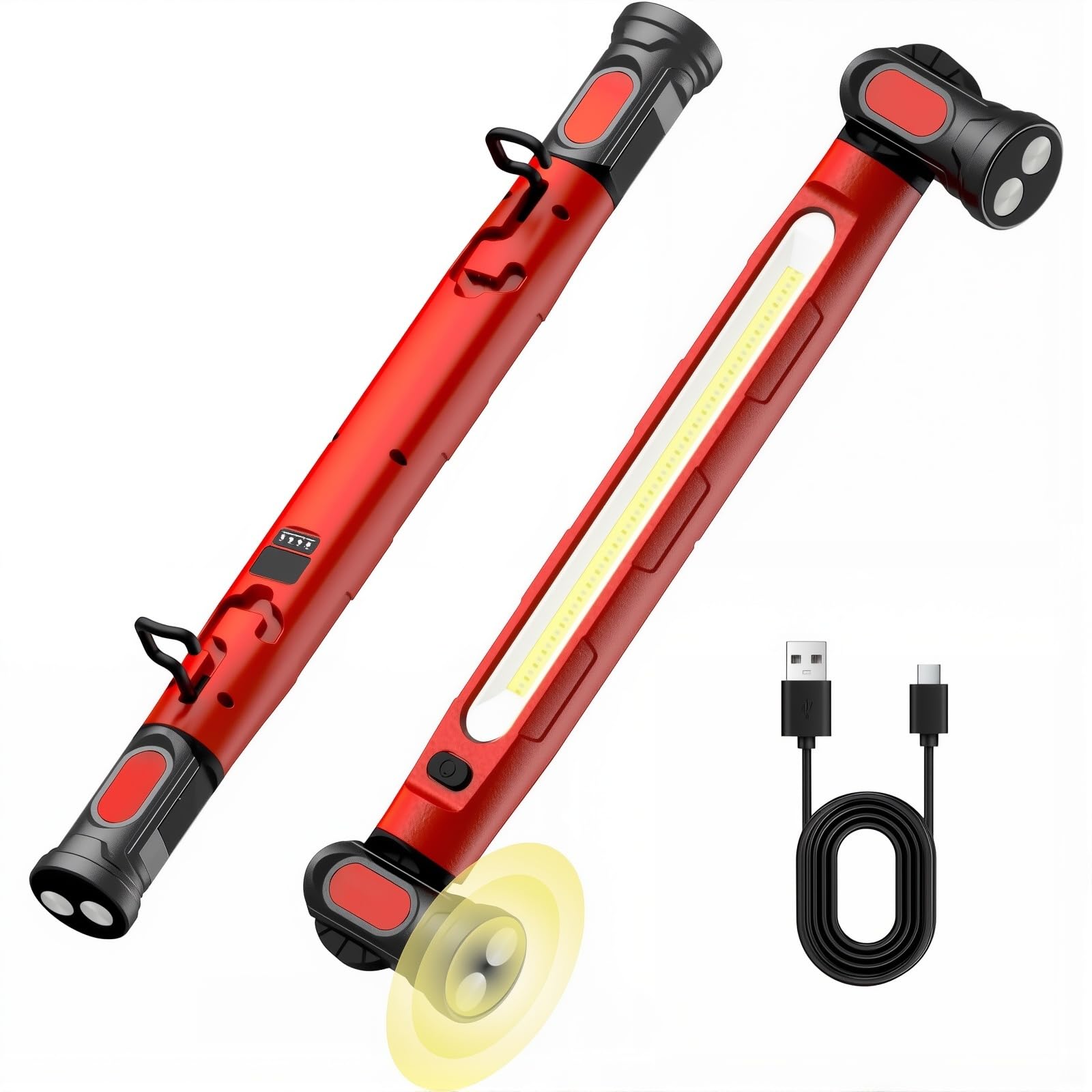 Luz de trabajo recargable de 3000 lm, lámpara de inspección magnética portátil debajo del capó, 3 modos de color, ajustable en 360° para uso en garaje y taller